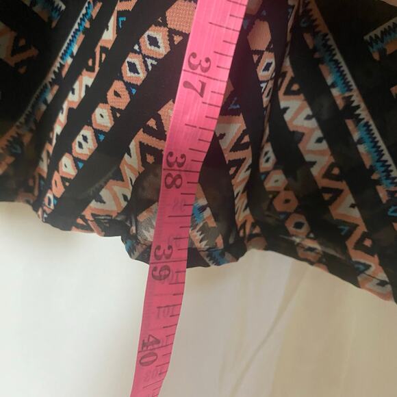 Xhilaration XXL Boho Geometric Print Spaghetti Strap Mini Dress Black Tan Blue - Picture 8 of 9